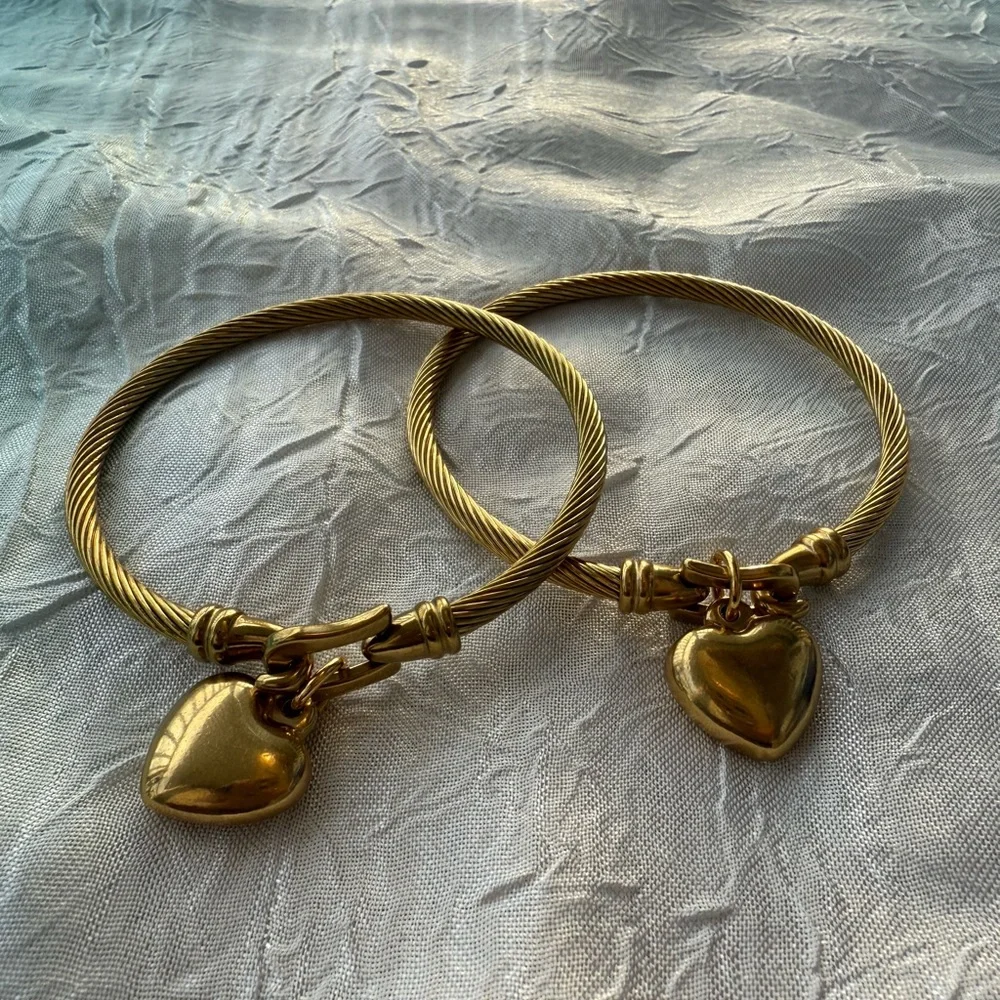 Bracelet 18K Gold Stainless Steel Heart Bangle